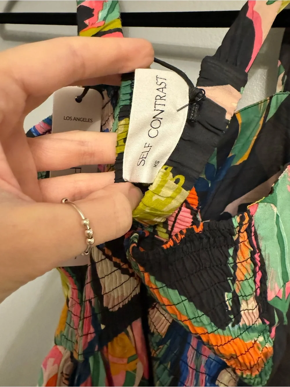 Self Contrast Anthropologie Black Multi Floral Tiered Midi Dress NWT XS - Picture 4 of 4